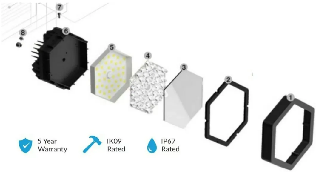 LED Spor Stadyumu Işığı Dış Çevre Landscape Modüler Siyah Renk Korrozyona Karşı Yüksek Sürücü 140lm/W IP67 Ik08 2