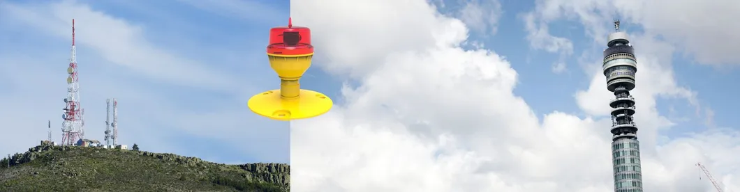LED Havacılık Engelleme Işığı IP66 Su geçirmez Kırmızı Beyaz Çift Başlı Dahili Fotocell Uçak Engelleme Uyarı Işığı LED Düşük Yoğunluk 9