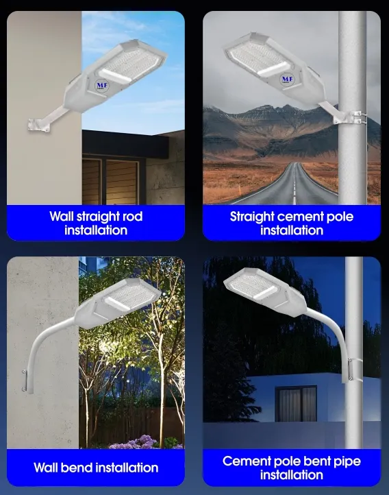 LED Güneş Bahçe Sokak Duvar Işığı Alüminyum Su geçirmez 200W IP65 Ik08 Kompakt Park Yolu kaldırımları Otoyol 9