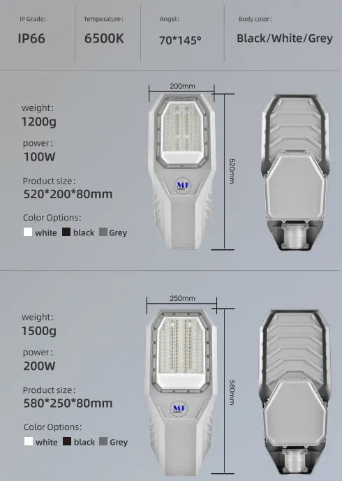 LED Güneş Bahçe Sokak Duvar Işığı Alüminyum Su geçirmez 200W IP65 Ik08 Kompakt Park Yolu kaldırımları Otoyol 10