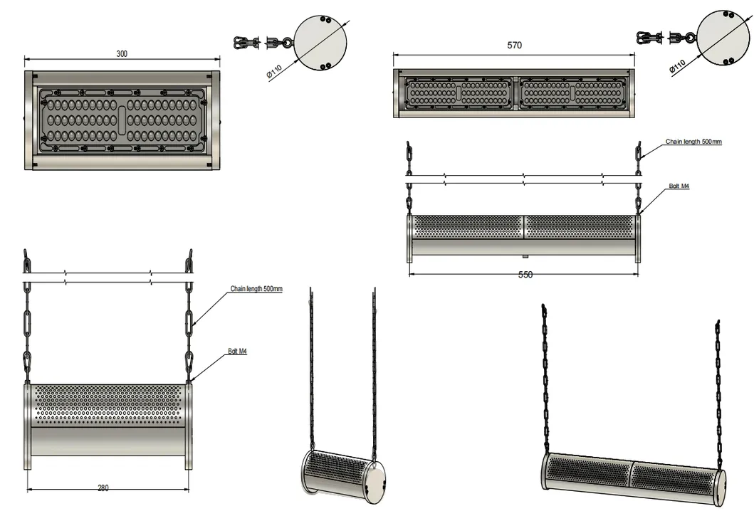 LED Bahçe Işığı Su Geçirmez 250W 300W IP66 IK10 Atölye Perakende Otopark Mağaza Tavan Sarkıt Depo Deposu Sel Yüksek Tavan 2