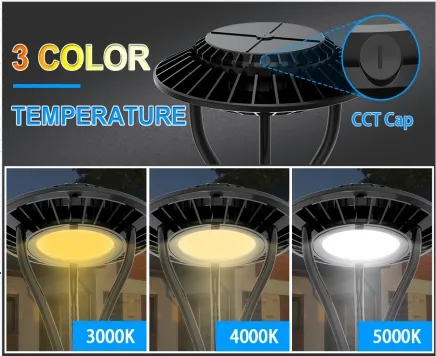 LED Bahçe Işığı Ayarlanabilir Nem Önleyici IP65 150W Su Geçirmez 140lm/W Siyah Peri Çim Avlu Direk Üstü 1