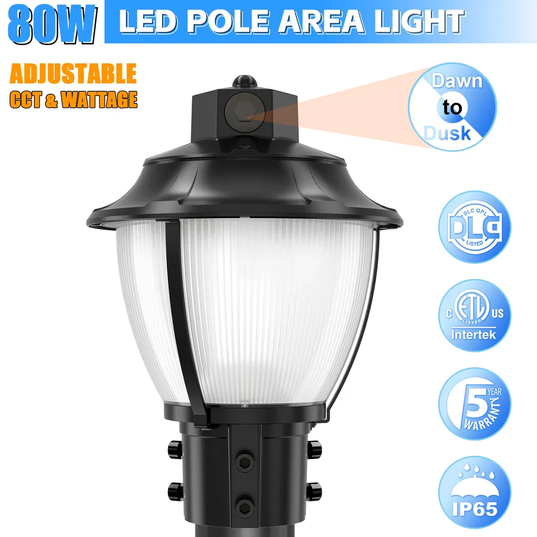 LED Bahçe Işığı Düzenlenebilir Anti-Şok IP65 48/64/80W Su geçirmez 130lm/W Fener Siyah ve Beyaz Çim 1
