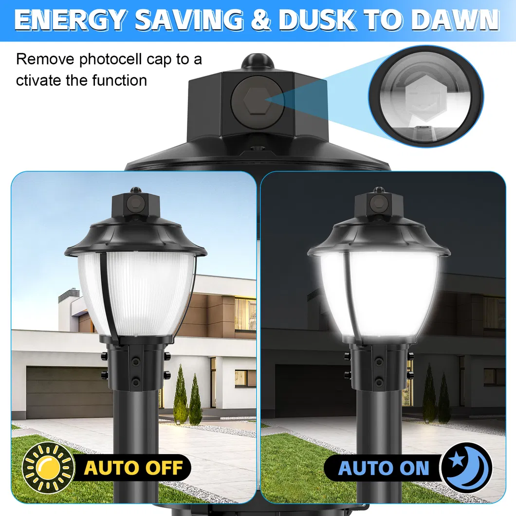 LED Bahçe Işığı Düzenlenebilir Anti-Şok IP65 48/64/80W Su geçirmez 130lm/W Fener Siyah ve Beyaz Çim 3
