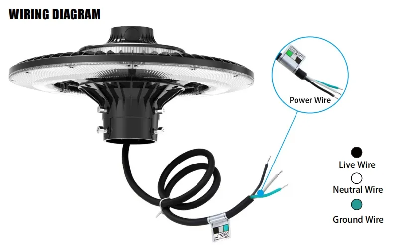 LED Bahçe Işığı Düzenlenebilir 150W IP65 İçinde Su geçirmez 130lm/W Yuvarlak Siyah Avlu Park Yard Post Top 7