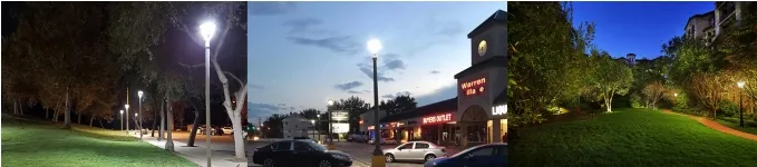 LED Bahçe Işığı Düzenlenebilir 150W IP65 İçinde Su geçirmez 130lm/W Yuvarlak Siyah Avlu Park Yard Post Top 12