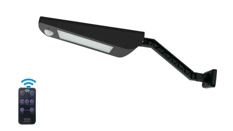 LED Güneş Enerjili Duvar Lambası Modern Yeni Akıllı Basit Lityum Pil Monokristal Siyah Güneş Enerjisi IP66 Su Geçirmez Döküm 1