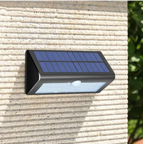 LED Güneş Enerjili Duvar Lambası Modern Yeni Akıllı Basit Lityum Pil Monokristal Siyah Güneş Enerjisi IP66 Su Geçirmez Döküm 3
