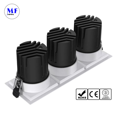 Three Head Down Light LED Square Spotlight Residential Hotel Coffee Store Commercial Restaurant No Glare Dali Dim Tuya Modular Ik07 IP44 21W 36W 30W 45W