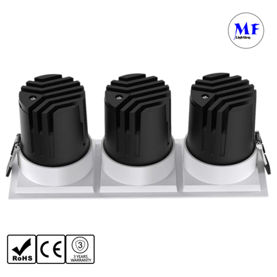 Three Head Down Light LED Square Spotlight Residential Hotel Coffee Store Commercial Restaurant No Glare Dali Dim Tuya Modular Ik07 IP44 21W 36W 30W 45W