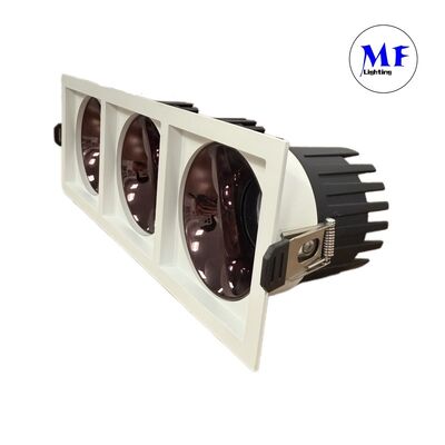 Factory Price Recessed Square LED Spotlight Triple Heads IP20 Anti-GlareDimmable Down Light by TRIAC 0-10V DALI-2 DT6 DT8 for Commercial Project