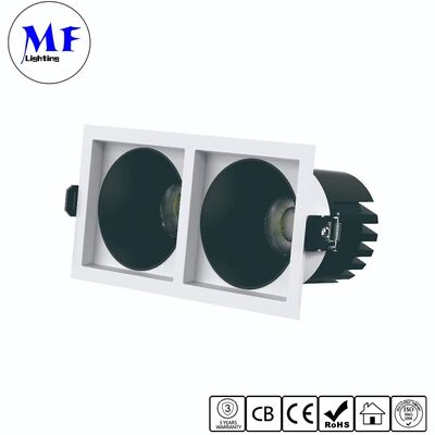 Factory Price Double-Heads Anti-Glare Square LED Down Light IP20 With TRIAC 0-10V DALI-2 DT6 DT8 Dimming Recessed Ceiling Spotlight