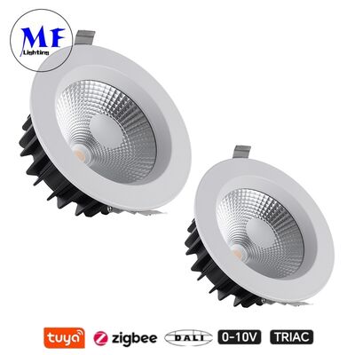 35W 100lm/W LED Spot Downlight Parlaklık Ayarlı CRI90 Triyak /0-10V/Dali-2/Tuya Zigbee Dim Edilebilir Işın Açısı 60° Ticari ve Konut Alanları İçin Gömme COB